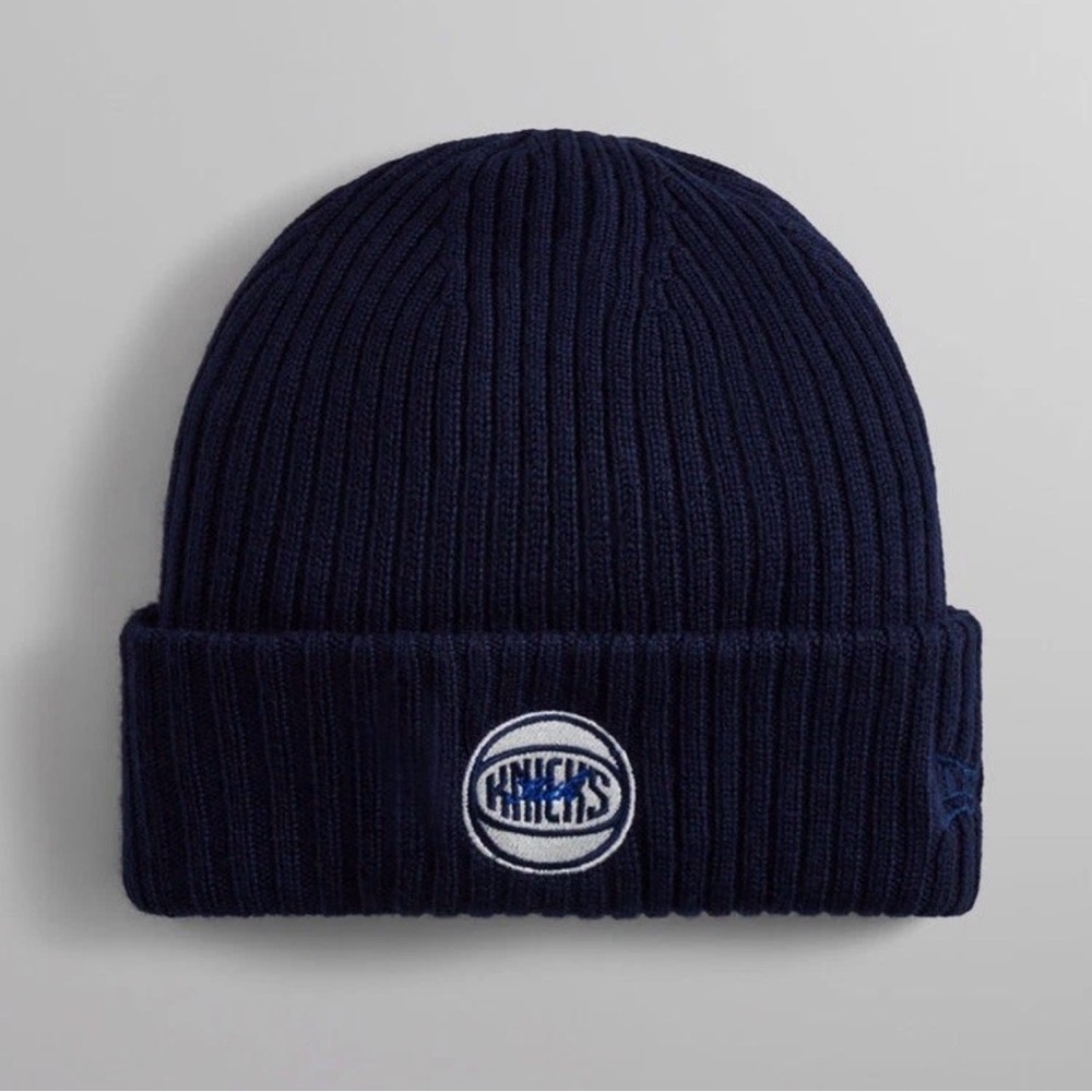 Kith for the New York Knicks Retro Logo Beanie in Nocturnal Merino Wool One Size